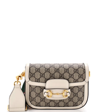 Gucci Horsebit 1955 Shoulder Bag GG Coated Canvas with Leather Mini