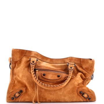 Balenciaga City Classic Studs Bag Suede Medium