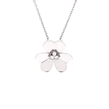 Van Cleef & Arpels Frivole Pendant Necklace 18K White Gold with Diamonds Large