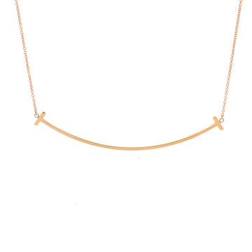 Tiffany & Co. T Smile Pendant Necklace 18K Rose Gold Large