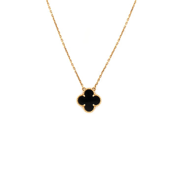 Van Cleef & Arpels Vintage Alhambra Pendant Necklace 18K Yellow Gold and Onyx