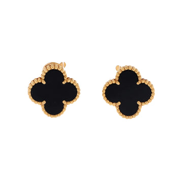 Van Cleef & Arpels Vintage Alhambra Earrings 18K Yellow Gold and Onyx