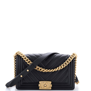 Chanel Boy Flap Bag Chevron Calfskin Old Medium