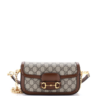 Gucci Horsebit 1955 Shoulder Bag GG Coated Canvas with Leather East West
