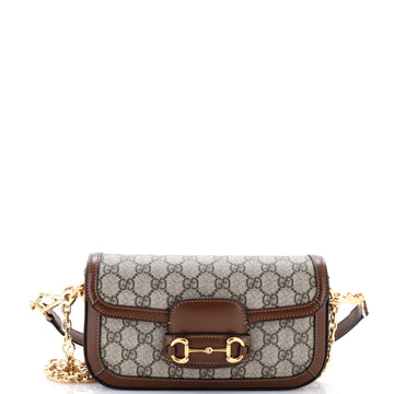 Gucci Horsebit 1955 Shoulder Bag GG Coated Canvas with Leather East West