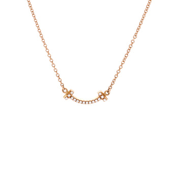 Tiffany & Co. T Smile Pendant Necklace 18K Rose Gold with Diamonds Mini