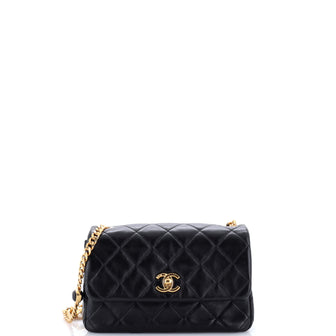 Chanel Resin Pearl Chain Flap Bag Quilted Lambskin Small