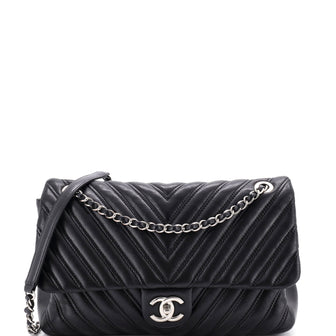 Chanel Double Stitch Flap Bag Chevron Lambskin Jumbo