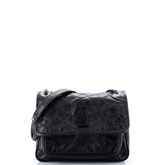 Saint Laurent Niki Chain Flap Bag Matelasse Chevron Leather Baby