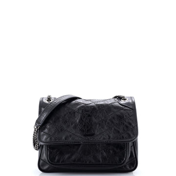 Saint Laurent Niki Chain Flap Bag Matelasse Chevron Leather Baby