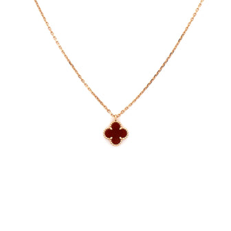 Van Cleef & Arpels Sweet Alhambra Pendant Necklace 18K Rose Gold and Carnelian