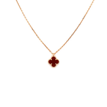 Van Cleef & Arpels Sweet Alhambra Pendant Necklace 18K Rose Gold and Carnelian