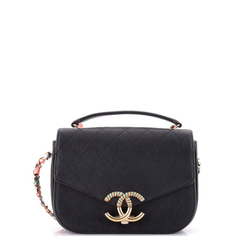 Chanel Thread Around Flap Bag Quilted Caviar Small