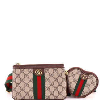 Gucci Ophidia Heart Utility Double Belt Bag GG Coated Canvas