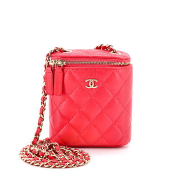 Chanel Vertical Classic Vanity Case with Chain Quilted Caviar Mini