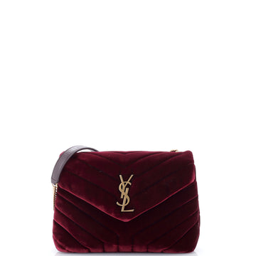 Saint Laurent Loulou Shoulder Bag Matelasse Chevron Velvet Small
