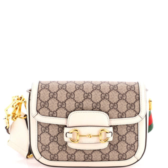 Gucci Horsebit 1955 Shoulder Bag GG Coated Canvas with Leather Mini