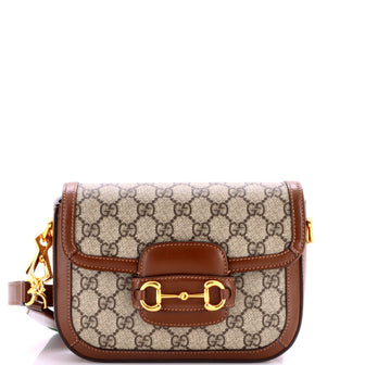 Gucci Horsebit 1955 Shoulder Bag GG Coated Canvas with Leather Mini
