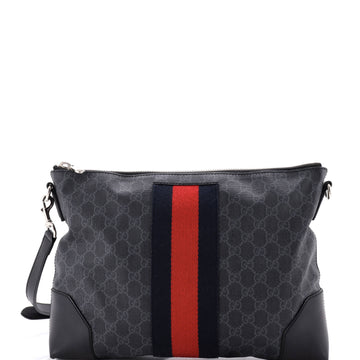 Gucci Web Zip Flat Messenger GG Coated Canvas Medium