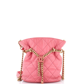 Chanel Pending CC Drawstring Bucket Bag Quilted Lambskin Small