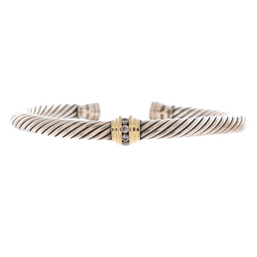 David Yurman Cable Classic Center Station Bracelet Sterling Silver with 18K Yellow Gold and Diamonds 5mm