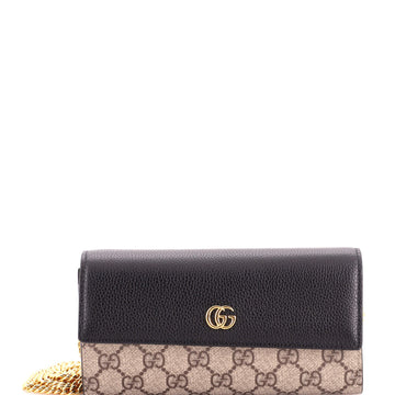 Gucci GG Marmont Continental Chain Wallet GG Coated Canvas and Leather