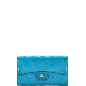 Chanel L-Flap Wallet Quilted Patent Long