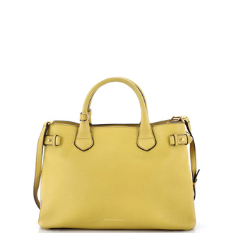 Burberry Banner Tote Leather and House Check Canvas Medium
