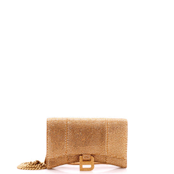 Balenciaga Hourglass Chain Wallet Suede with Crystals