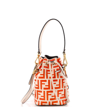 Fendi Mon Tresor Bucket Bag Zucca Embossed Leather Mini