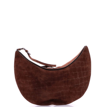 Jacquemus Le Calisso Round Bag Crocodile Embossed Suede