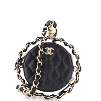 Chanel Frame Chain Around Round Clutch with Chain Quilted Lambskin Mini