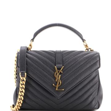 Saint Laurent Classic Monogram College Bag Matelasse Chevron Leather Medium