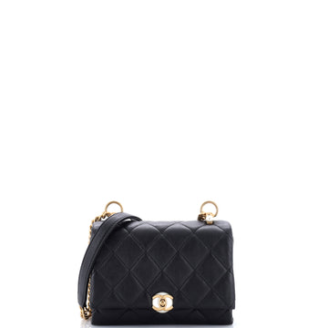 Chanel Pearl CC Accordion Flap Bag Quilted Calfskin Mini