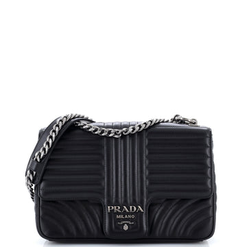 Prada Chain Flap Shoulder Bag Diagramme Quilted Leather Large