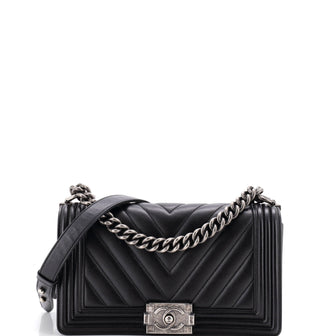 Chanel Boy Flap Bag Chevron Calfskin Old Medium