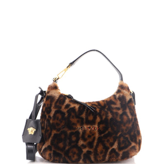 Versace Logo Convertible Hobo Printed Fur