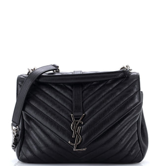 Saint Laurent Classic Monogram College Bag Matelasse Chevron Leather Medium