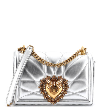 Dolce & Gabbana Devotion Full Flap Shoulder Bag Quilted Leather Small