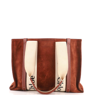 Chloe Woody Tote Suede with Canvas Medium