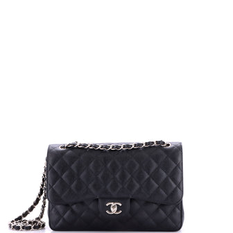Chanel Classic Double Flap Bag Quilted Caviar Jumbo