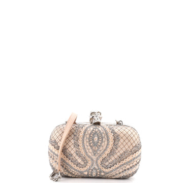 Alexander McQueen Skull Box Clutch Lace and Satin Small