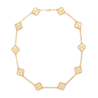Van Cleef & Arpels Vintage Alhambra 10 Motifs Necklace Guilloche 18K Yellow Gold