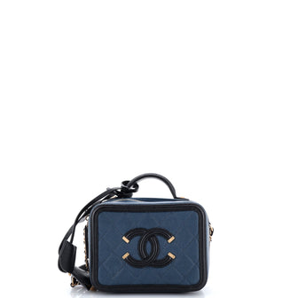 Chanel Filigree Vanity Case Quilted Caviar Small