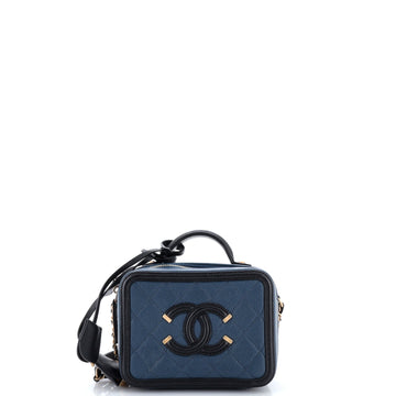 Chanel Filigree Vanity Case Quilted Caviar Small