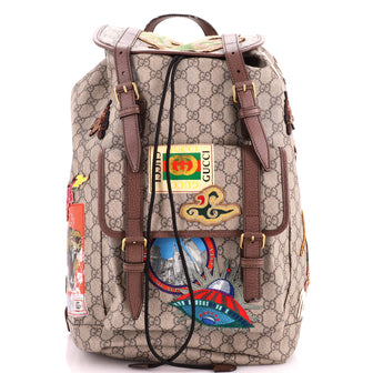 Gucci Courrier Soft Backpack GG Coated Canvas with Applique Large