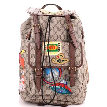 Gucci Courrier Soft Backpack GG Coated Canvas with Applique Large