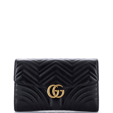 Gucci GG Marmont Flap Clutch Matelasse Leather