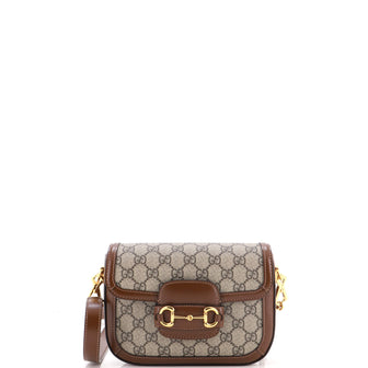 Gucci Horsebit 1955 Shoulder Bag GG Coated Canvas with Leather Mini