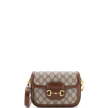 Gucci Horsebit 1955 Shoulder Bag GG Coated Canvas with Leather Mini